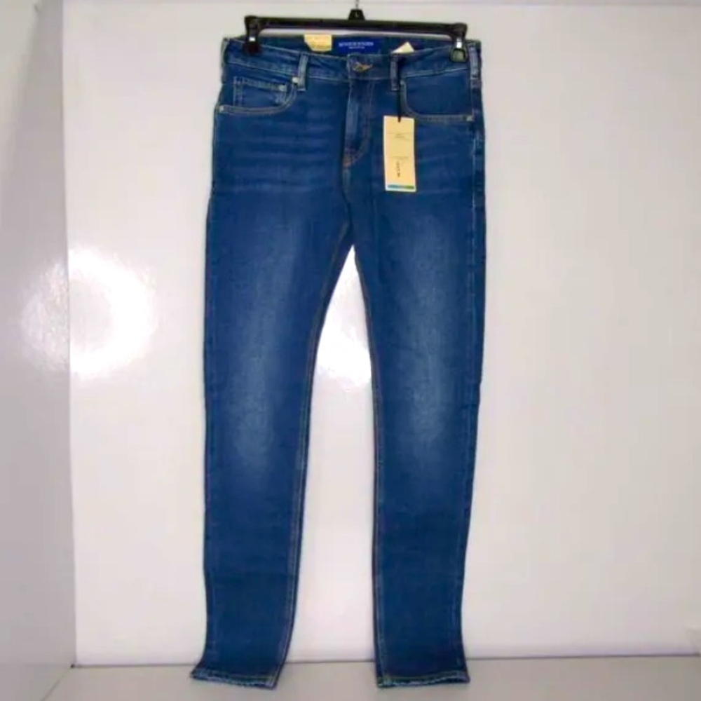 Scotch & Soda Amsterdam Men's US 28 x 32 Skim Slim Denim Jeans‎ Medium Blue NWT